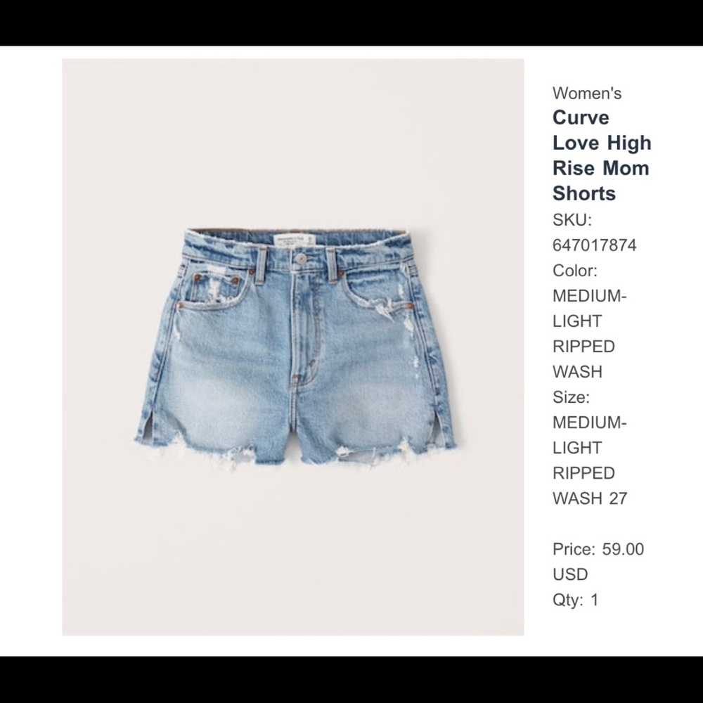 Abercrombie Curve Love Mom Shorts! Size 27